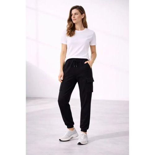 Jogger Eşofman Altı Rahat Kalıp, Kargo Cepli, Lastikli Paça, Günlük Spor Pantolon - Siyah