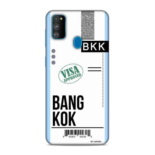 Samsung Galaxy M30S Kılıf Uçak Bileti Bangkok Arka Kapak Koruma Desenli Full Koruyucu