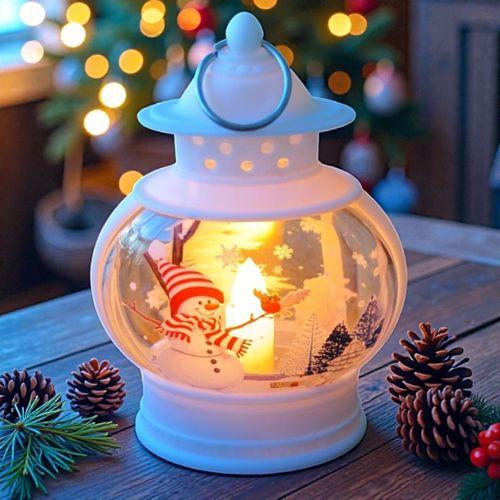 VIP OVAL BEYAZ KARDAN ADAM YILBAŞI FENERİ GÜN IŞIĞI LED IŞIKLI FENER YILBAŞI HEDİYELERİ 14X8X4 CM