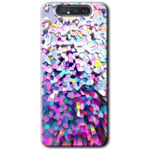Galaxy A80 Kılıf HD Desen Baskılı Arka Kapak - Mosaic Fragments Colorfull + Kırılmaz Cam
