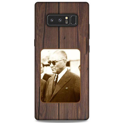 Samsung Galaxy Note 8 Kılıf Atatürk (28) Arka Kapak Kahve Tahta