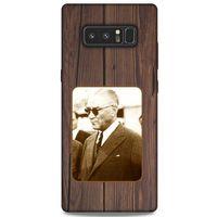 Samsung Galaxy Note 8 Kılıf Atatürk (28) Arka Kapak Kahve Tahta