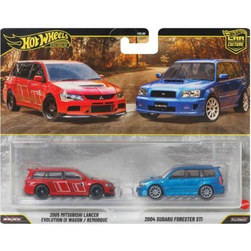 Hot Wheels Premium Car Culture 2005 Mitsubishi Lancer & 2004 Subaru Forester JHW46