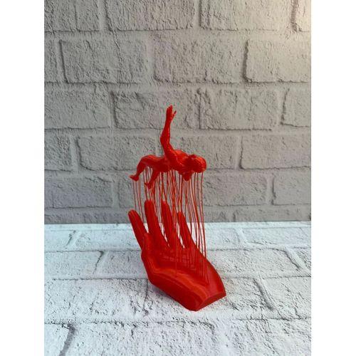 3d El Üzerinde İnsan Figürü Kırmızı Sanatsal Masa Üstü Dekor 12x18 Cm