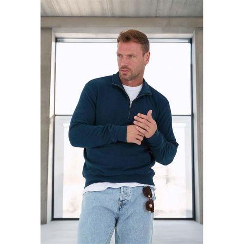 Selanik Örme Yarım Fermuar Erkek Sweatshirt - Prusya Mavisi