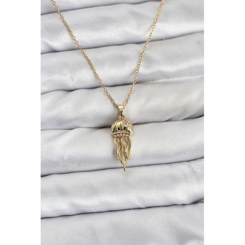 316L Çelik Zincir Gold Renk Deniz Anası Model Zirkon Taşlı Kadın Kolye