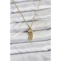 316L Çelik Zincir Gold Renk Deniz Anası Model Zirkon Taşlı Kadın Kolye