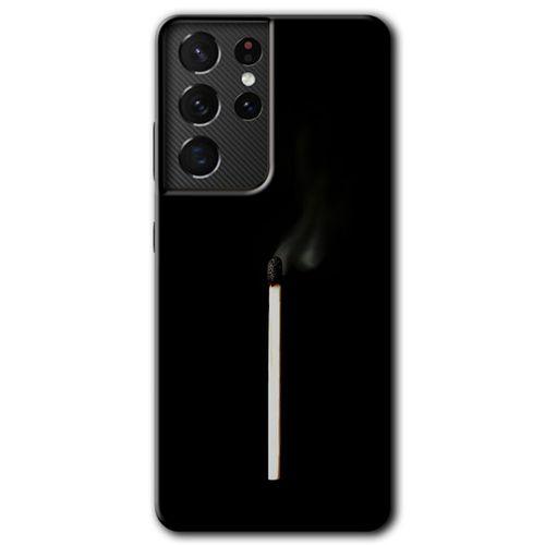 Potkal Hediye Fabrikası Samsung Galaxy S21 Ultra HD Baskılı Kılıf + 9D Tam Ekran Koruyucu - Sönmüş Kibrit