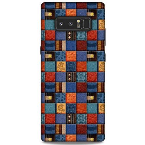 Samsung Galaxy Note 8 Kılıf Patchwork (16) Kalın Kılıf Turuncu Mavi
