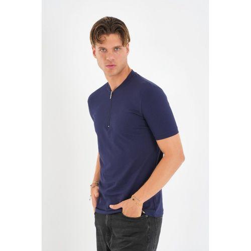 ALEXANDERGARDI Fermuarlı Yaka Detaylı Erkek T-shirt