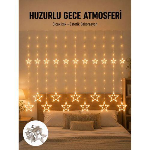 Yıldız Desenli Perde Tipi Peri Led 3x3 Metre Aydınlatma Yeni Nesil