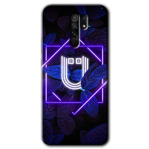 Xiaomi Redmi 9 Kılıf Baskılı Arka Kapak - Dark Neon Yaprak Ü Harfi +Tam Ekran Koruyucu