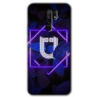 Xiaomi Redmi 9 Kılıf Baskılı Arka Kapak - Dark Neon Yaprak Ü Harfi +Tam Ekran Koruyucu