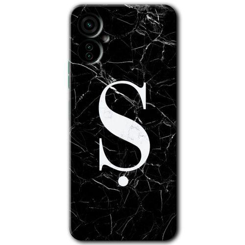 Tecno Spark 9 Pro Kılıf HD Desen Baskılı Arka Kapak - Siyah Mermer Desenli Ş Harfi