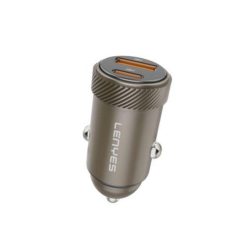 Lenyes CA57 Hızlı Şarj Özellikli Dual Type-C + USB-A Portlu Mini Araç Şarj Aleti 30W
