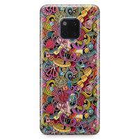 Huawei Mate 20 Pro Kılıf Doodle Dikiş Makinesi Arka Kapak Koruma Desenli Full Koruyucu