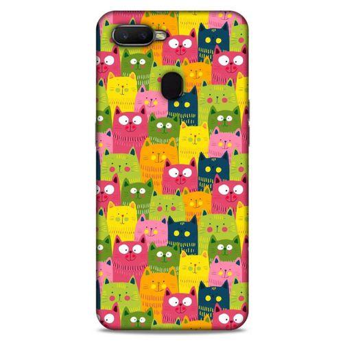 Lopard Oppo Ax7 Uyumlu Kılıf Kediler (35) Fit Design Kılıf Sarı Yeşil