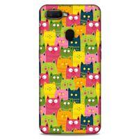 Lopard Oppo Ax7 Uyumlu Kılıf Kediler (35) Fit Design Kılıf Sarı Yeşil