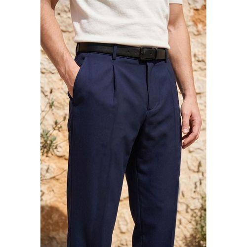 Baruchel Pileli Baggy Kalıp Kumaş Erkek Pantolon - Lacivert