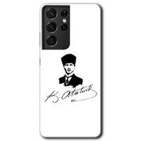 Samsung Galaxy S21 Ultra HD Baskılı Kılıf + 9D Tam Ekran Koruyucu - Kemal Atatürk İmza
