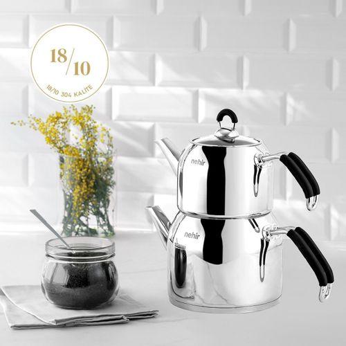 Nehir Modern Mini Çelik Çaydanlık Takımı