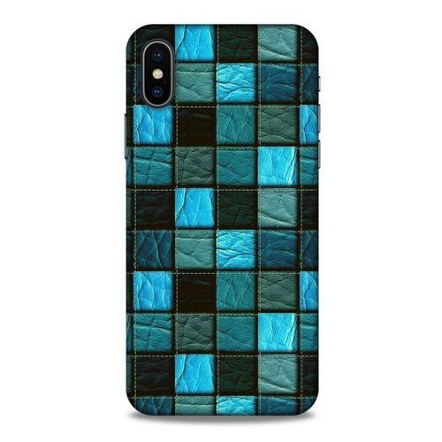 Apple Iphone X Kılıf Patchwork (27) Tasarımlı Kılıf Turkuaz Siyah