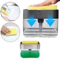 İkisi Bir Arada Basmalı Pratik Sıvı Sabunluk Pompası Ve Bulaşık Yıkama Süngeri Haznesi