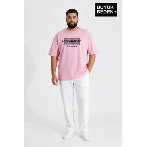 Erkek Büyük Beden Los Angeles Baskılı 3xl-6xl Bisiklet Yaka Tshırt SPR26BTS510-18