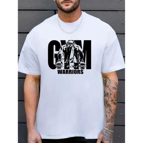 Erkek Baskılı Bisiklet Yaka Erkek T-shirt - Beyaz