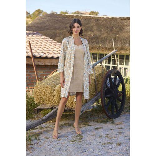 Çiçek Desenli Önü Düğmeli Sabahlık Takımı