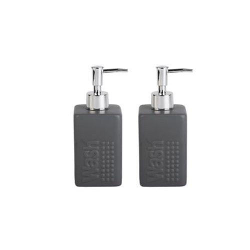 Banyo Seti Seramik Sıvı Sabunluk 2 Adet Koyu Bej Modern 7X7X17Cm 300Ml