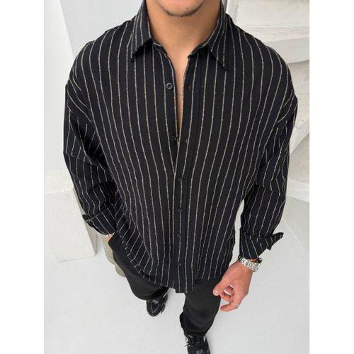 Erkek Çizgili Keten Gömlek