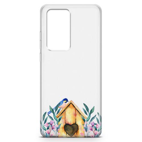 Huawei P40 Pro Kılıf Suluboya Kuş Yuvası Arka Kapak Koruma Desenli Full Koruyucu