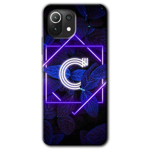 Xiaomi Mi 11 Lite Kılıf Baskılı Arka Kapak - Dark Neon Yaprak C Harfi +Tam Ekran Koruyucu