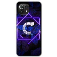 Xiaomi Mi 11 Lite Kılıf Baskılı Arka Kapak - Dark Neon Yaprak C Harfi +Tam Ekran Koruyucu