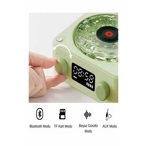 Waves Nostalji Plak Görünümlü Bluetooth Hoparlör 3d Ses Dalgası Retro Müzik Plak Yeşil