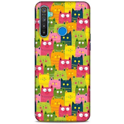 Lopard Oppo Realme 5i Uyumlu Kılıf Kediler (35) Fit Design Kılıf Sarı Yeşil