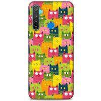 Lopard Oppo Realme 5i Uyumlu Kılıf Kediler (35) Fit Design Kılıf Sarı Yeşil