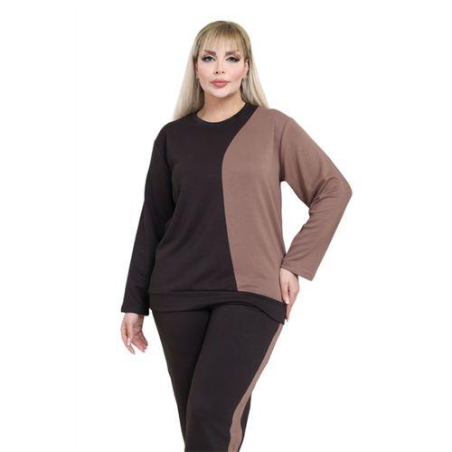 Melsay Butik Acı Kahve Deve tüyü Renk Bloklu Modal Kadın Eşofman Takımı