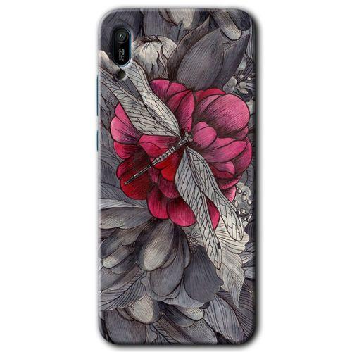 MRCİLETİSİM Huawei Y6 2019 Kılıf Kapak - kelebek Ömrü +Hayalet Ekran Yandan Gözükmez