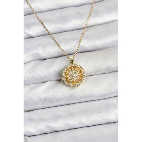 316L Çelik Zincir Gold Renk Kutup Yıldızı Kapaklı Model Kadın Kolye