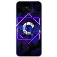 Xiaomi Redmi Note 9 Pro HD Baskılı Kılıf + 9D Tam Ekran Koruyucu - Dark Neon Yaprak O Harfi