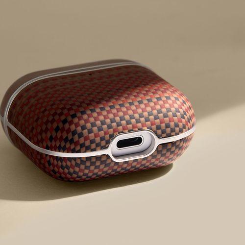 Apple Airpods 4 Kılıf Aramid Fiber Pitaka Tactile Woven Sunset-Moonrise Serisi Sunset Kapak