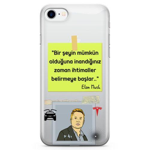 Apple iPhone 8 Kılıf Caps-Elon Musk Arka Kapak Koruma Desenli Full Koruyucu