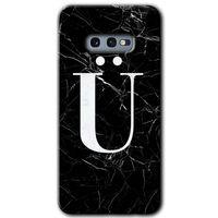 Samsung Galaxy S10e HD Baskılı Kılıf + 9D Tam Ekran Koruyucu - Siyah Mermer Desenli Ü Harfi