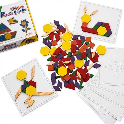 Ahşap 125 Parça Blok Eğitici Tangram Puzzle