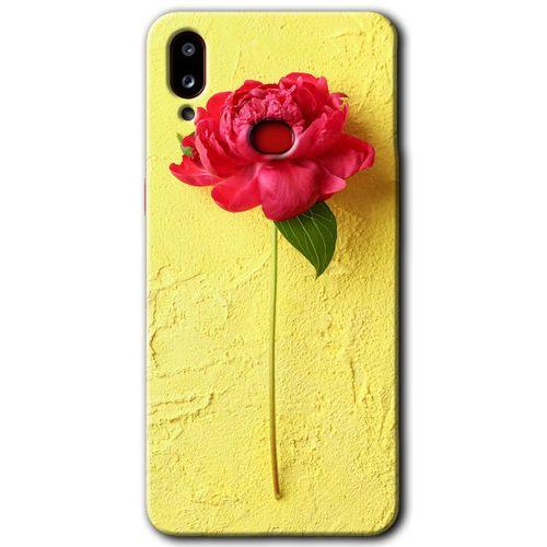Samsung Galaxy A10s Kılıf Baskılı Kapak - Kırmızı Gül + 5D Tam Kaplayan Cam