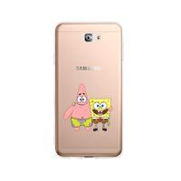 Samsung J7 Prime Sünger Ve Patrick Star Desenli Premium Şeffaf Silikon Kılıf