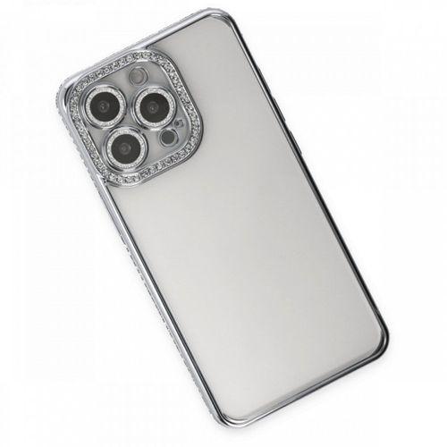 iPhone 13 Pro Kılıf Joke Taşlı Silikon - Gümüş