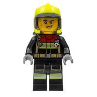 Lego Minifigür - Fire - Male, Black Jacket and Legs with Reflective Stripes and Red Collar cty1370